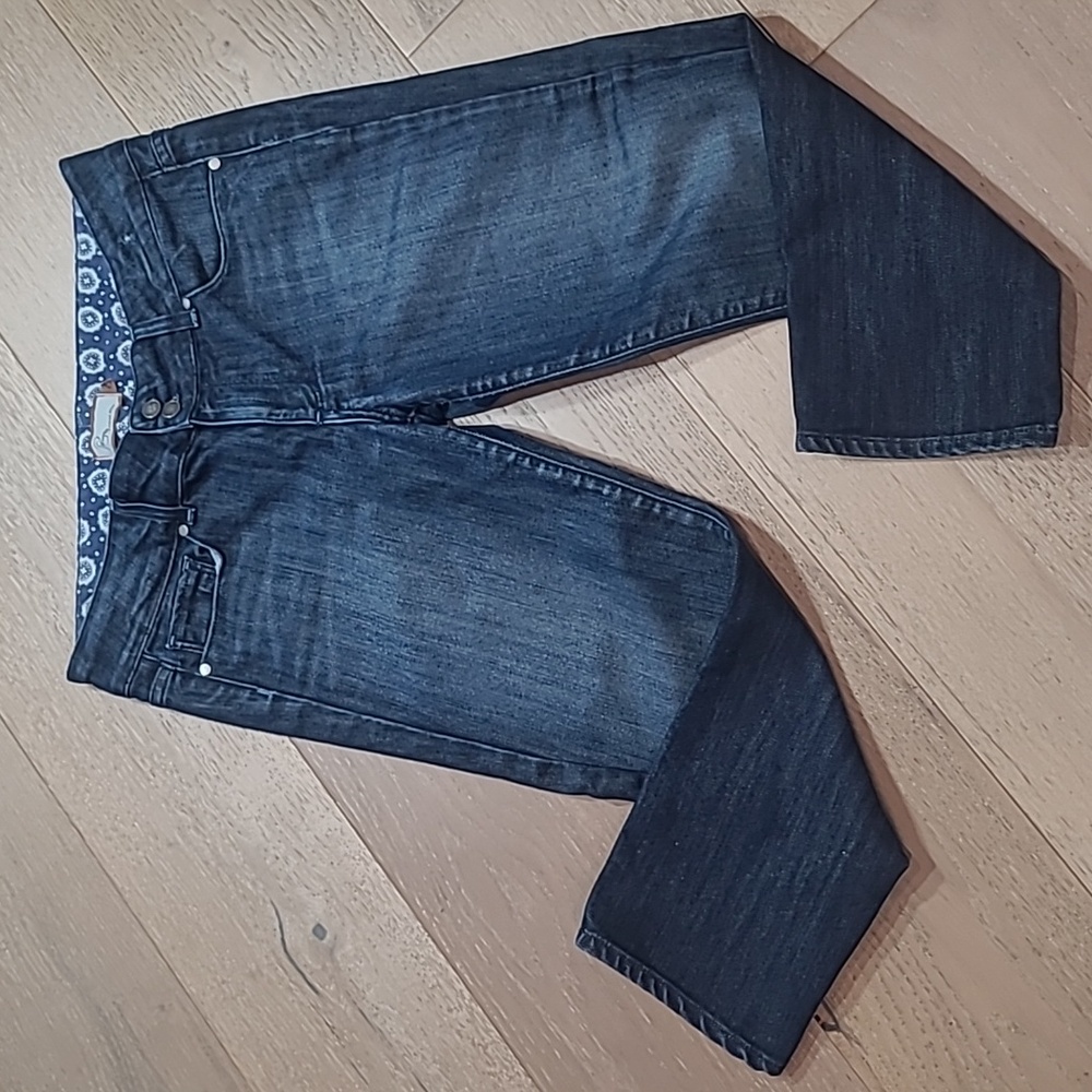 PAIGE Jeans Women's sz 30 Hidden Hills Double Button Crop Mid Rise Denim Jeans